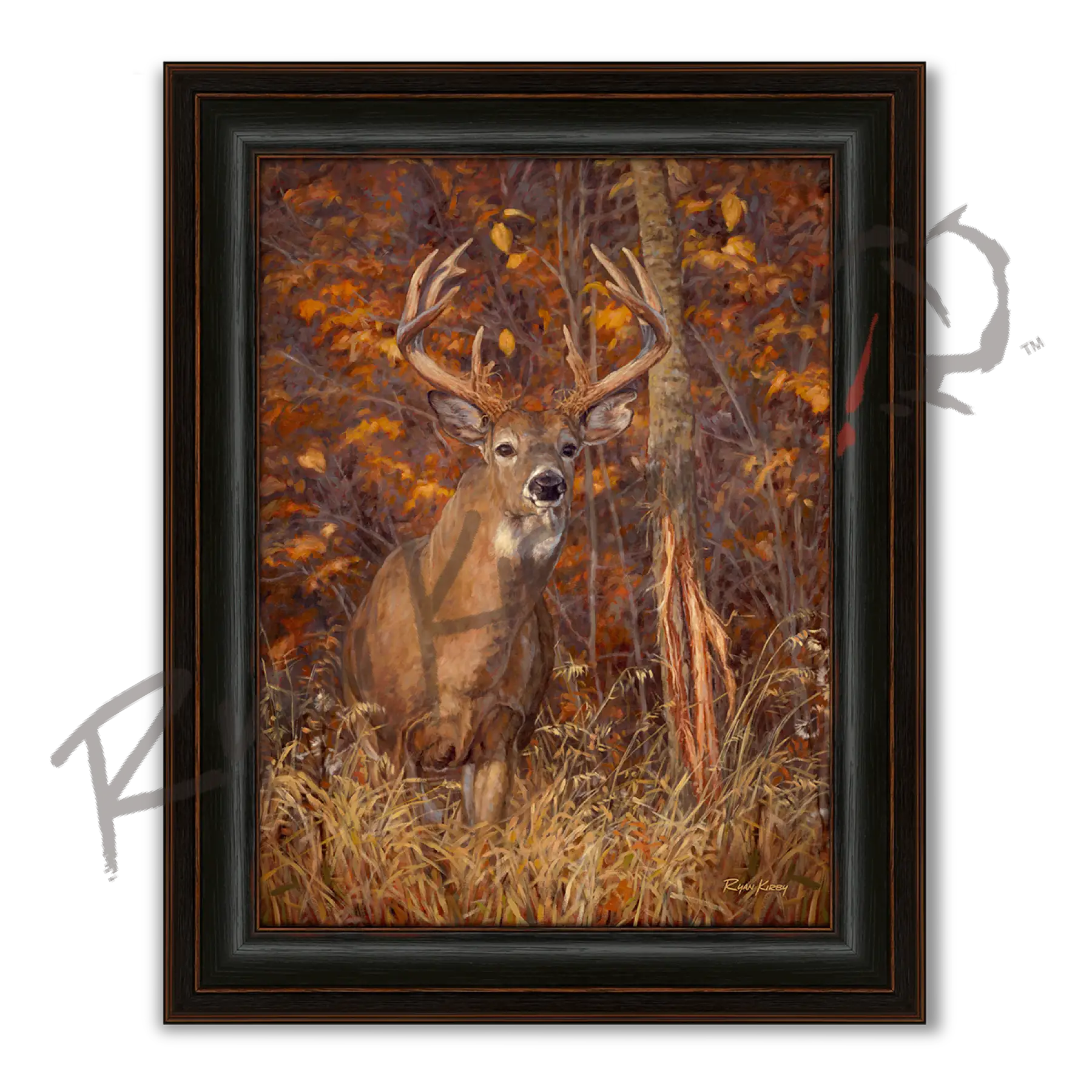’Posting Up’ White-tailed Deer Canvas Art Print - Midnight Oak - Canvas Print