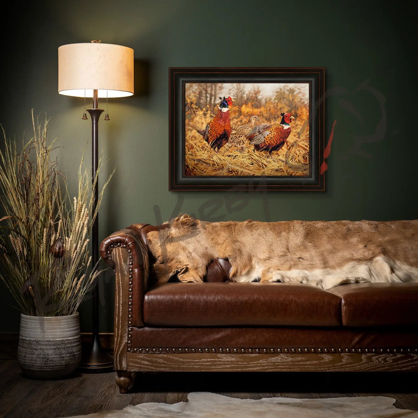 ’Ring-Neck Refuge’ Ring-Necked Pheasant Canvas Art Print - Canvas Print