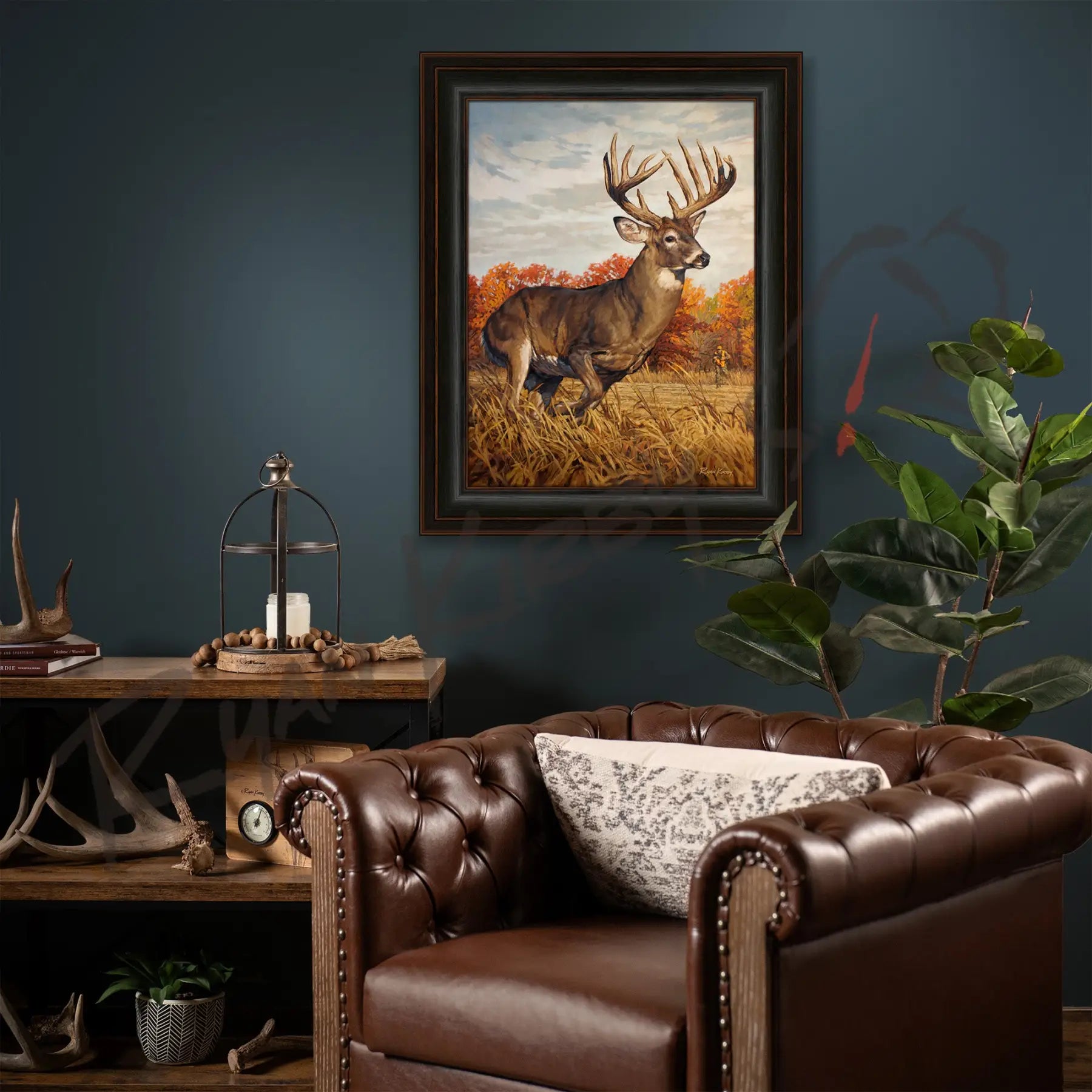 ’Running and Gunning’ White-tailed Deer Canvas Art Print - Canvas Print