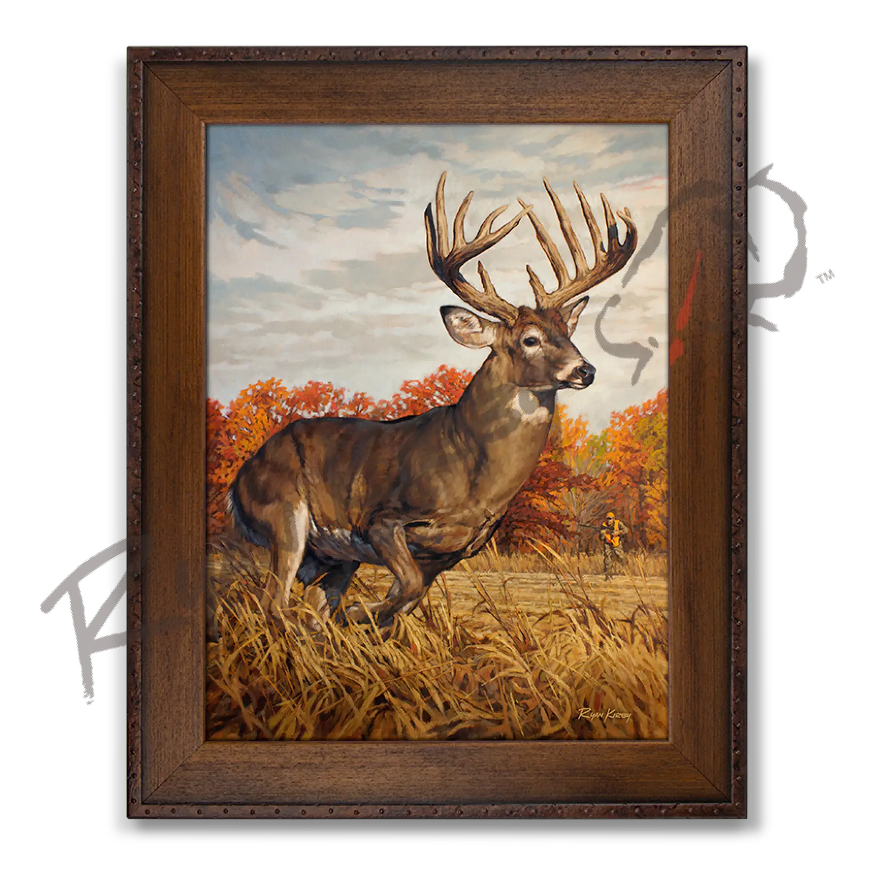 ’Running And Gunning’ White-Tailed Deer Canvas Art Print Copper Barrel