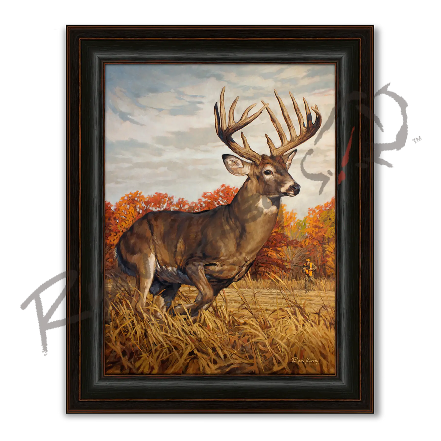 ’Running and Gunning’ White-tailed Deer Canvas Art Print - Midnight Oak - Canvas Print