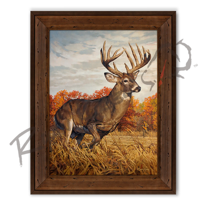 ’Running And Gunning’ White-Tailed Deer Canvas Art Print Reclaimed Chestnut