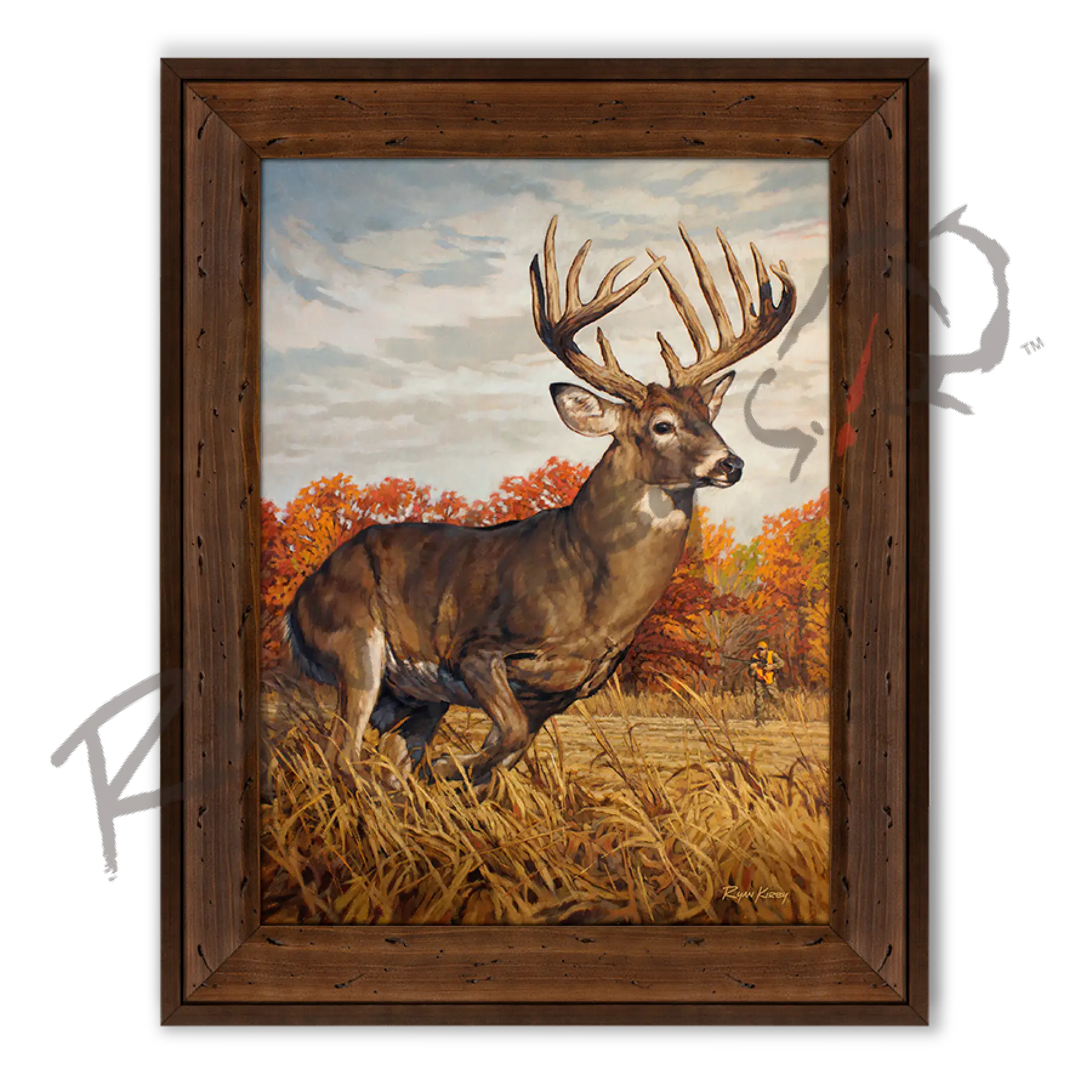 ’Running And Gunning’ White-Tailed Deer Canvas Art Print Reclaimed Chestnut