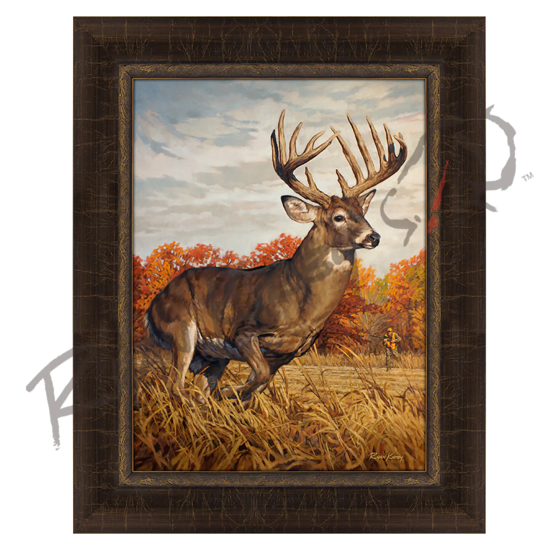 ’Running And Gunning’ White-Tailed Deer Canvas Art Print Riverside