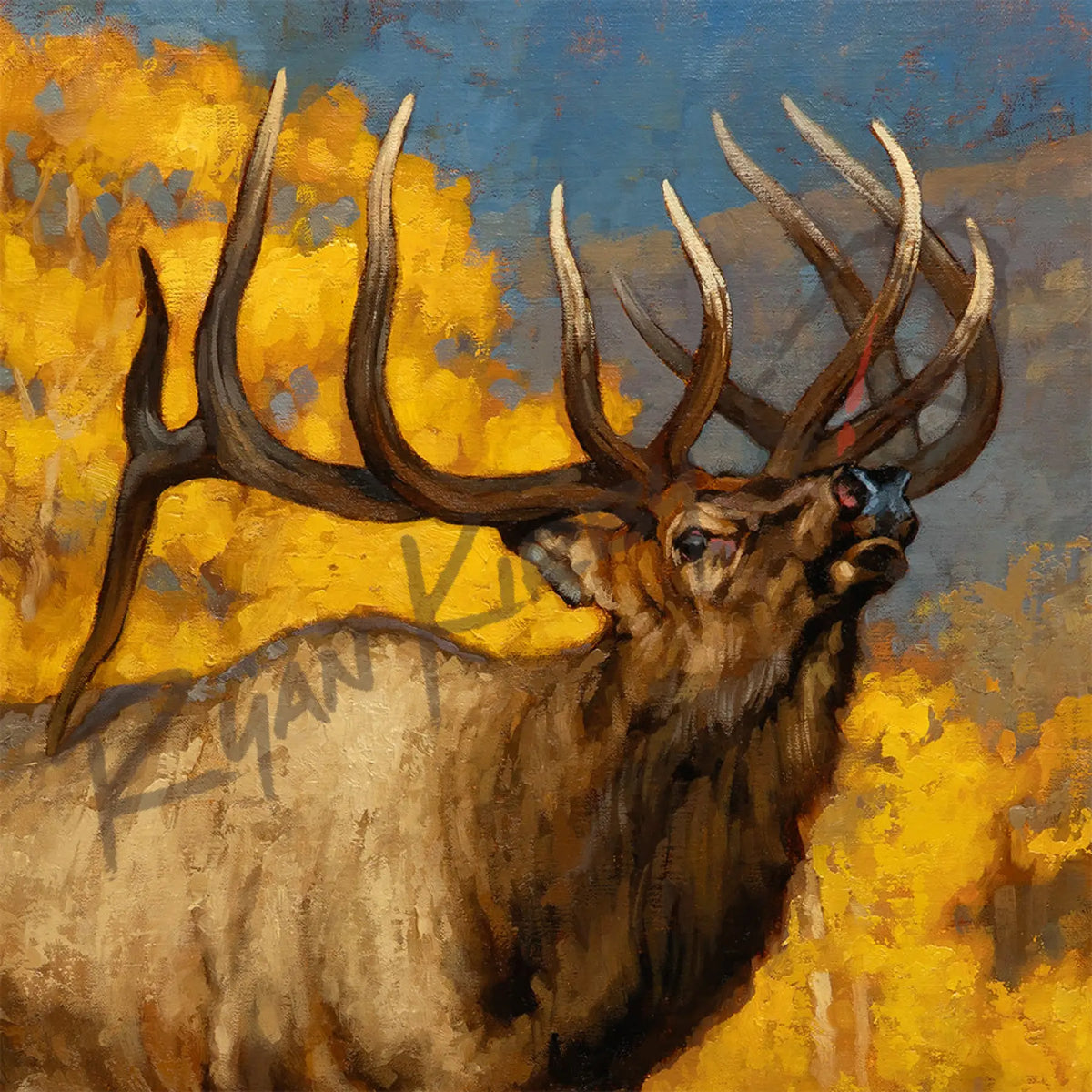 ’Scent of September’ Bull Elk Original Oil Painting - Original Oil Painting