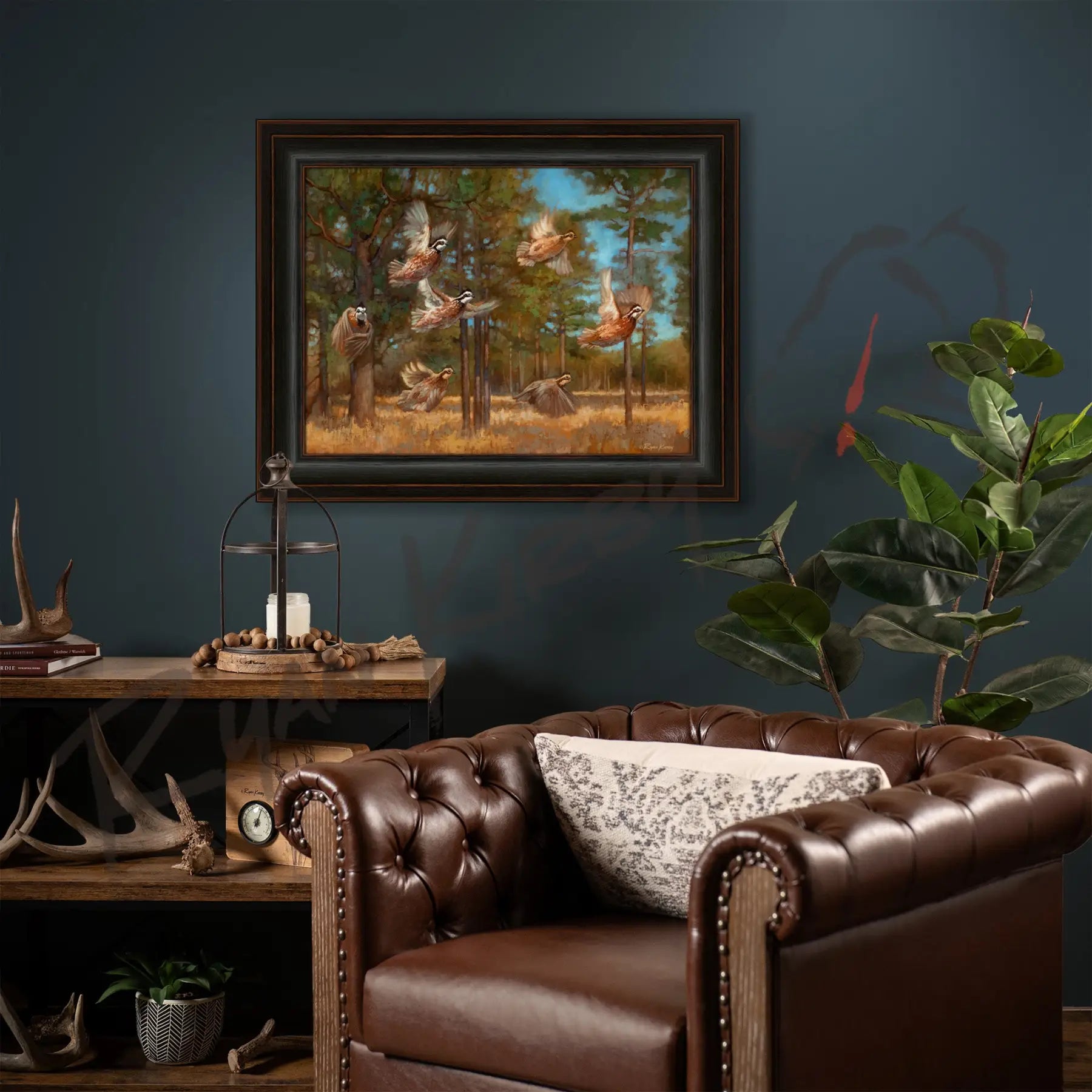 ’Seven Out’ Flushing Bobwhite Quail Canvas Art Print - Canvas Print