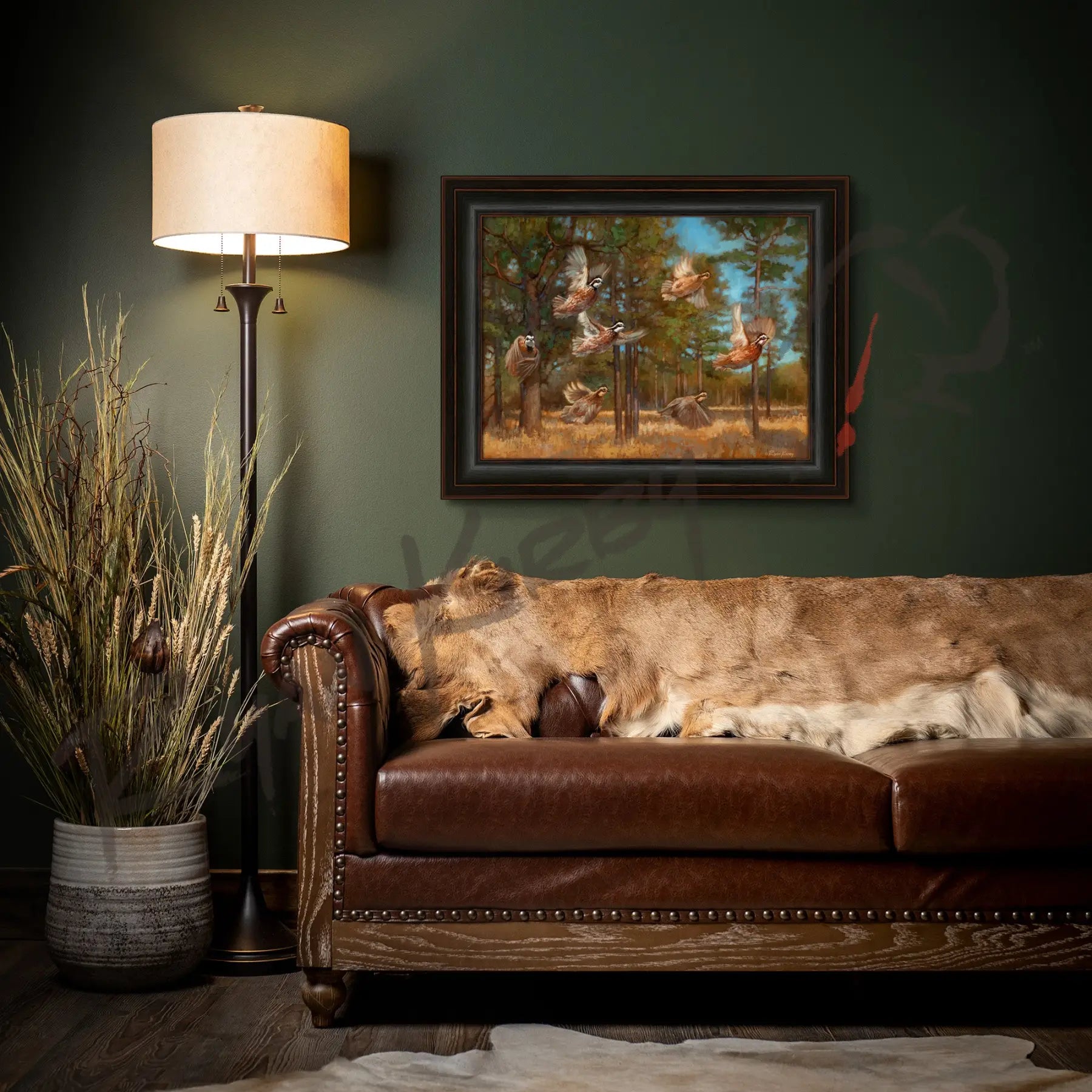 ’Seven Out’ Flushing Bobwhite Quail Canvas Art Print - Canvas Print