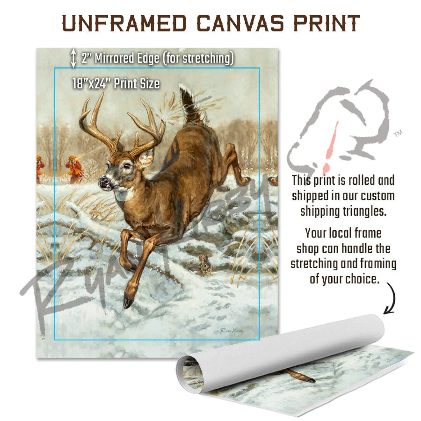 ’Swing And A Miss’ White-Tailed Buck Canvas Art Print For Field & Stream Journal