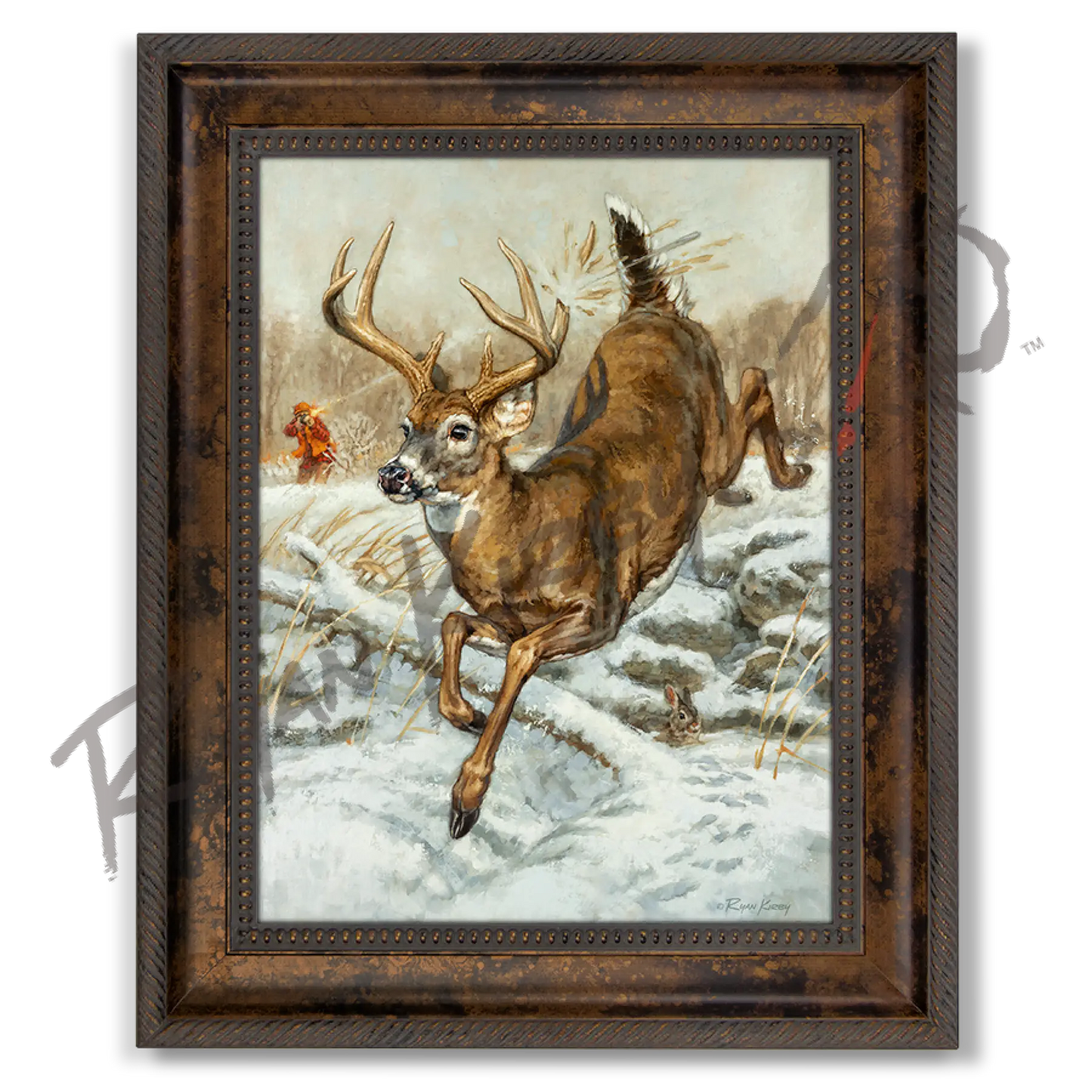 ’Swing And A Miss’ White-Tailed Buck Canvas Art Print For Field & Stream Journal Classic Bronze