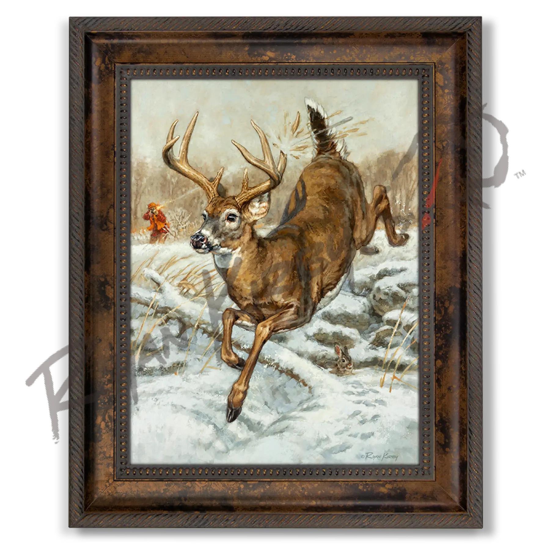 ’Swing And A Miss’ White-Tailed Buck Canvas Art Print For Field & Stream Journal Classic Bronze