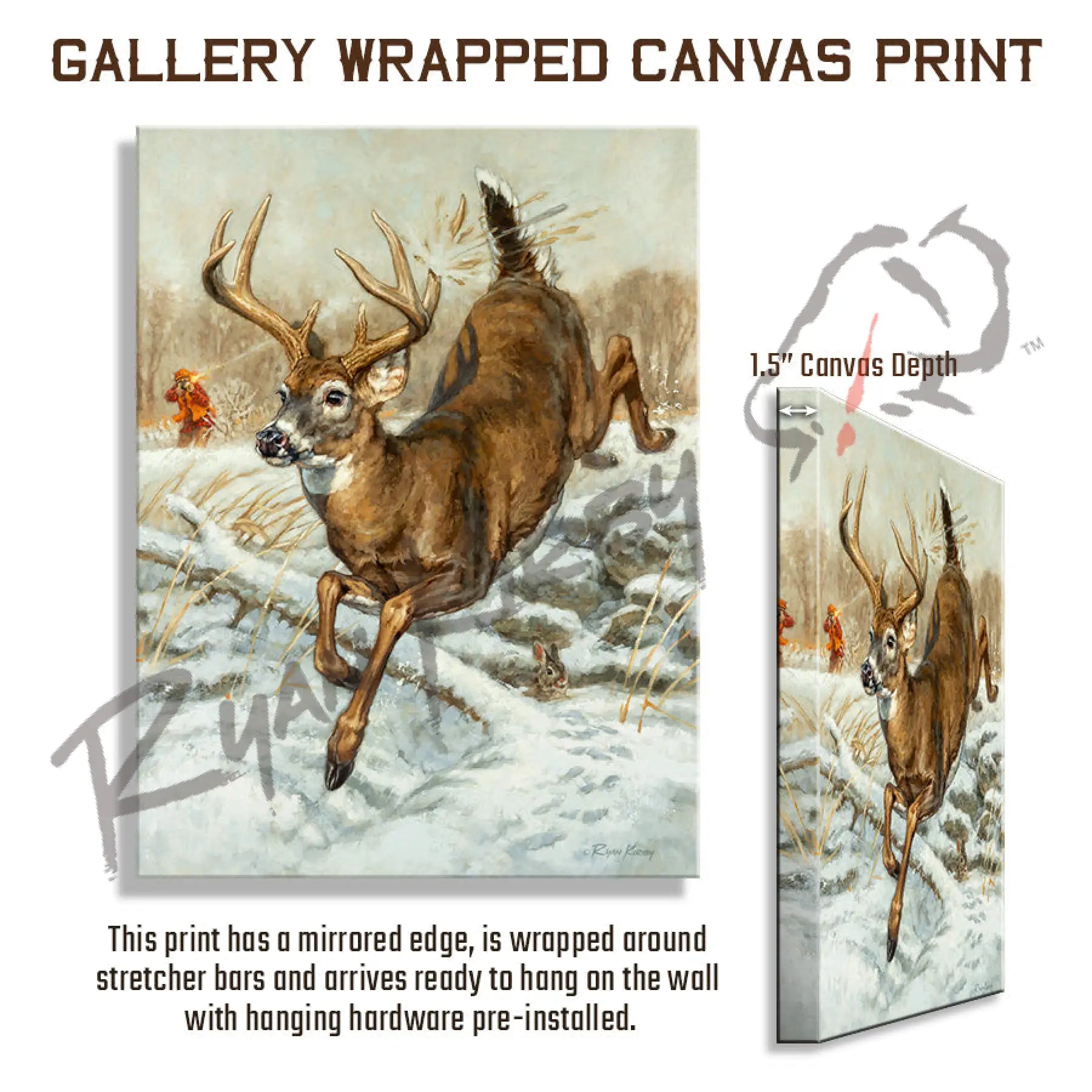 ’Swing And A Miss’ White-Tailed Buck Canvas Art Print For Field & Stream Journal Gallery