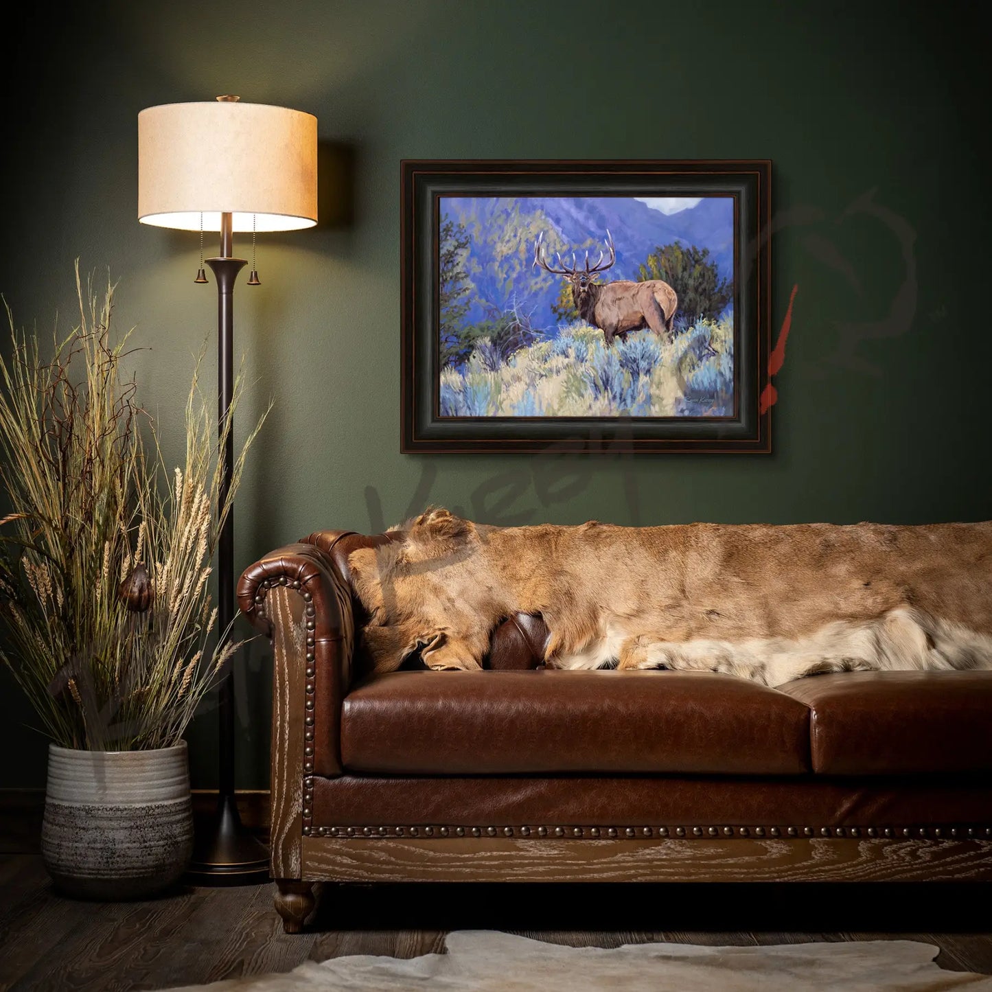 ’The Defender’ Bull Elk Canvas Art Print - Canvas Print