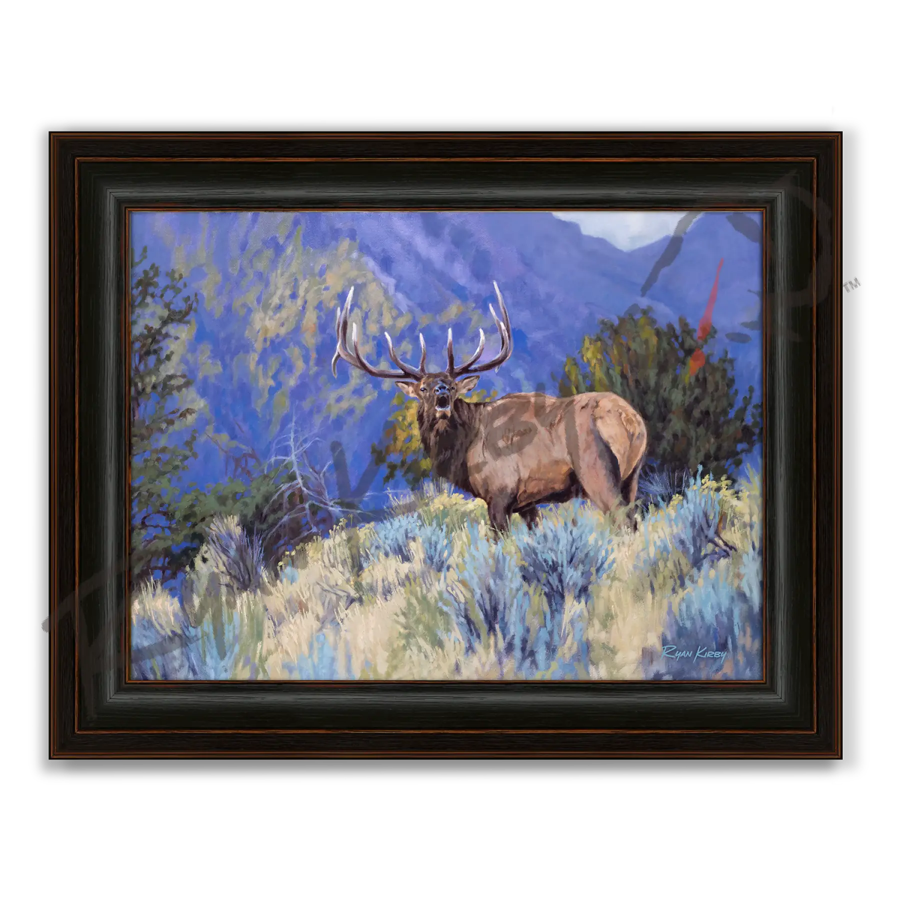 ’The Defender’ Bull Elk Canvas Art Print - Midnight Oak - Canvas Print