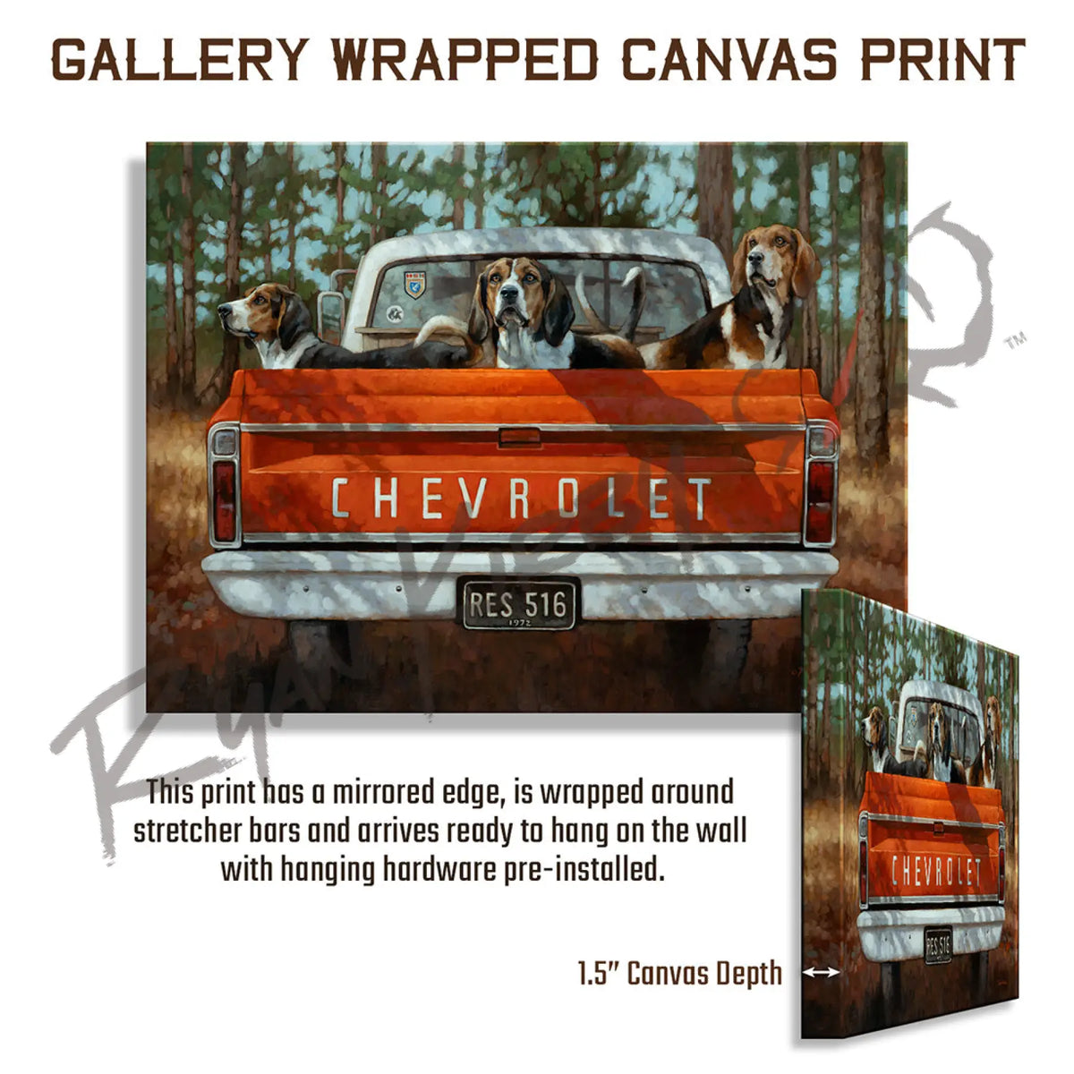 ’Three for the Tree’ Walker Hound Canvas Art Print - Gallery Wrapped - Canvas Print