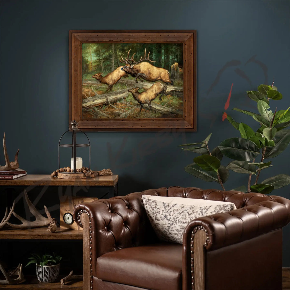 ’Thundering Herd’ Elk Canvas Art Print - Canvas Print