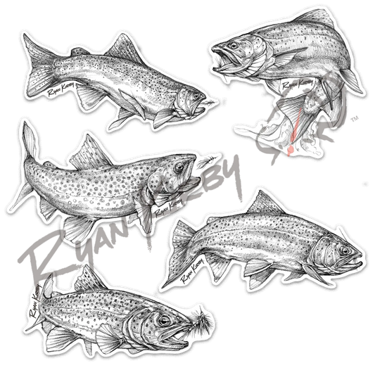 Trout Sketch Decal Pack Apparel