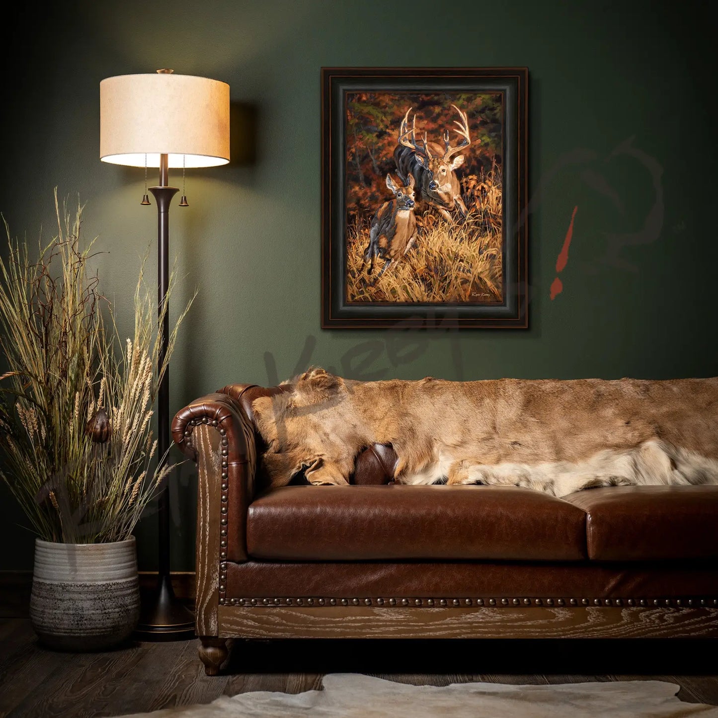 ’Turn and Burn’ White-tailed Deer Canvas Art Print - Canvas Print