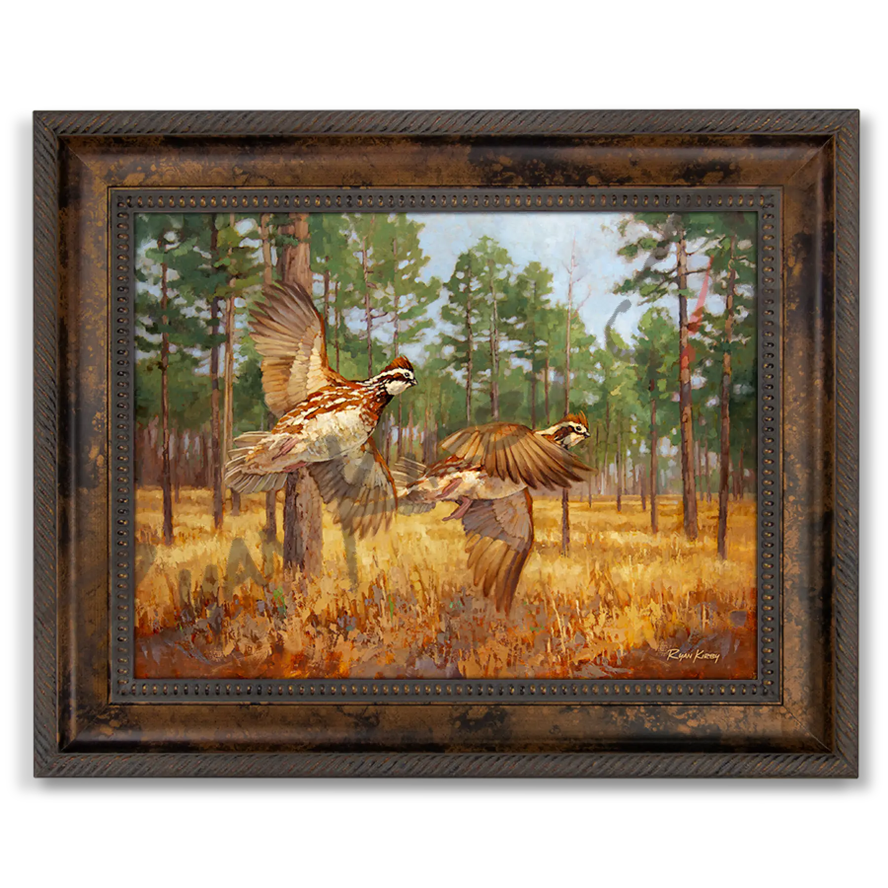 ’Whistlin’ Dixie’ Bobwhite Quail Canvas Art Print Classic Bronze