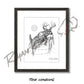 White-tailed Buck Jumping Fence Sketch Print Sketch Paper Print