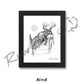 White-tailed Buck Jumping Fence Sketch Print Sketch Paper Print