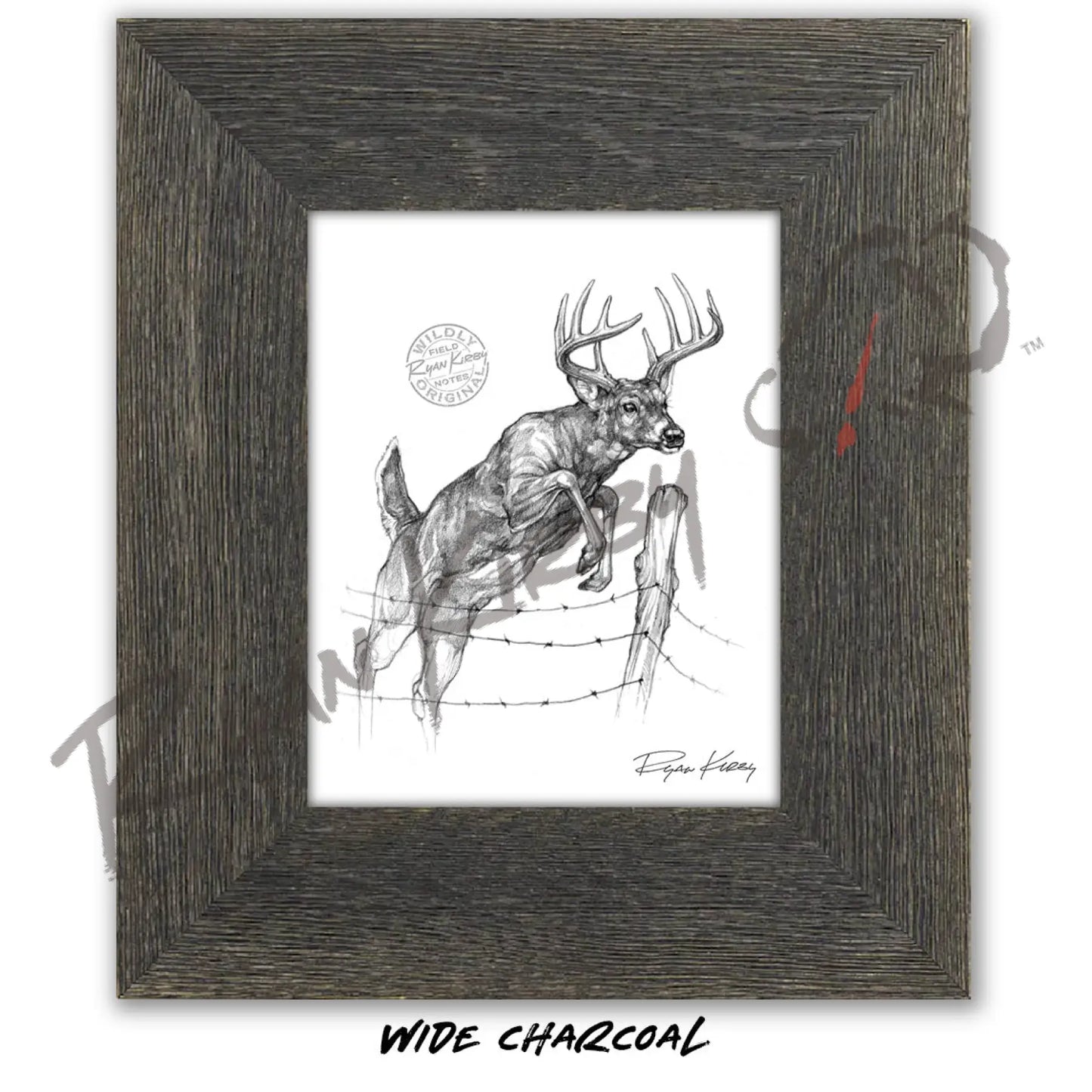 White-tailed Buck Jumping Fence Sketch Print Sketch Paper Print